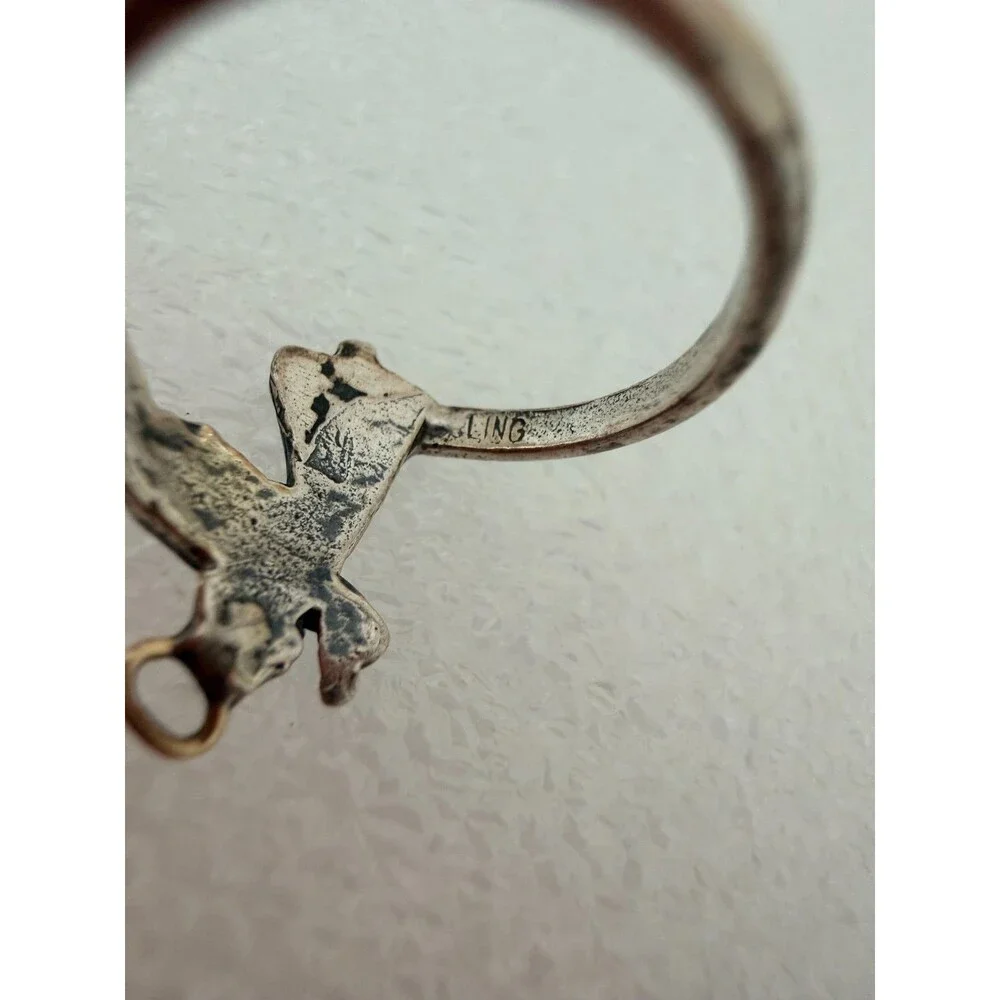 Irene Reiman Sterling Silver 14K Gold Halo Praying Angel Bypass Ring Size 5.5